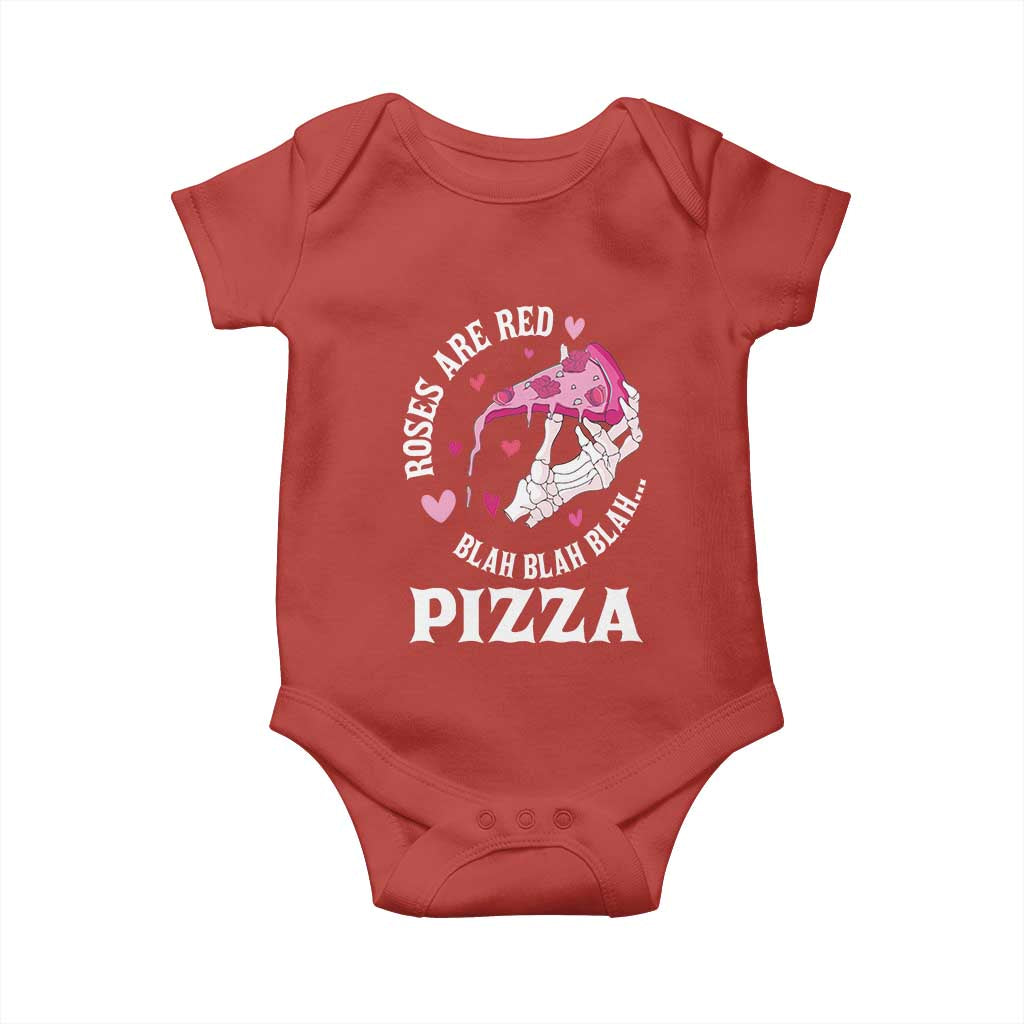 Valentine's Day Baby Onesie Roses Are Red Blah Skeleton Pizza Funny Food Lover TS09 Red Print Your Wear