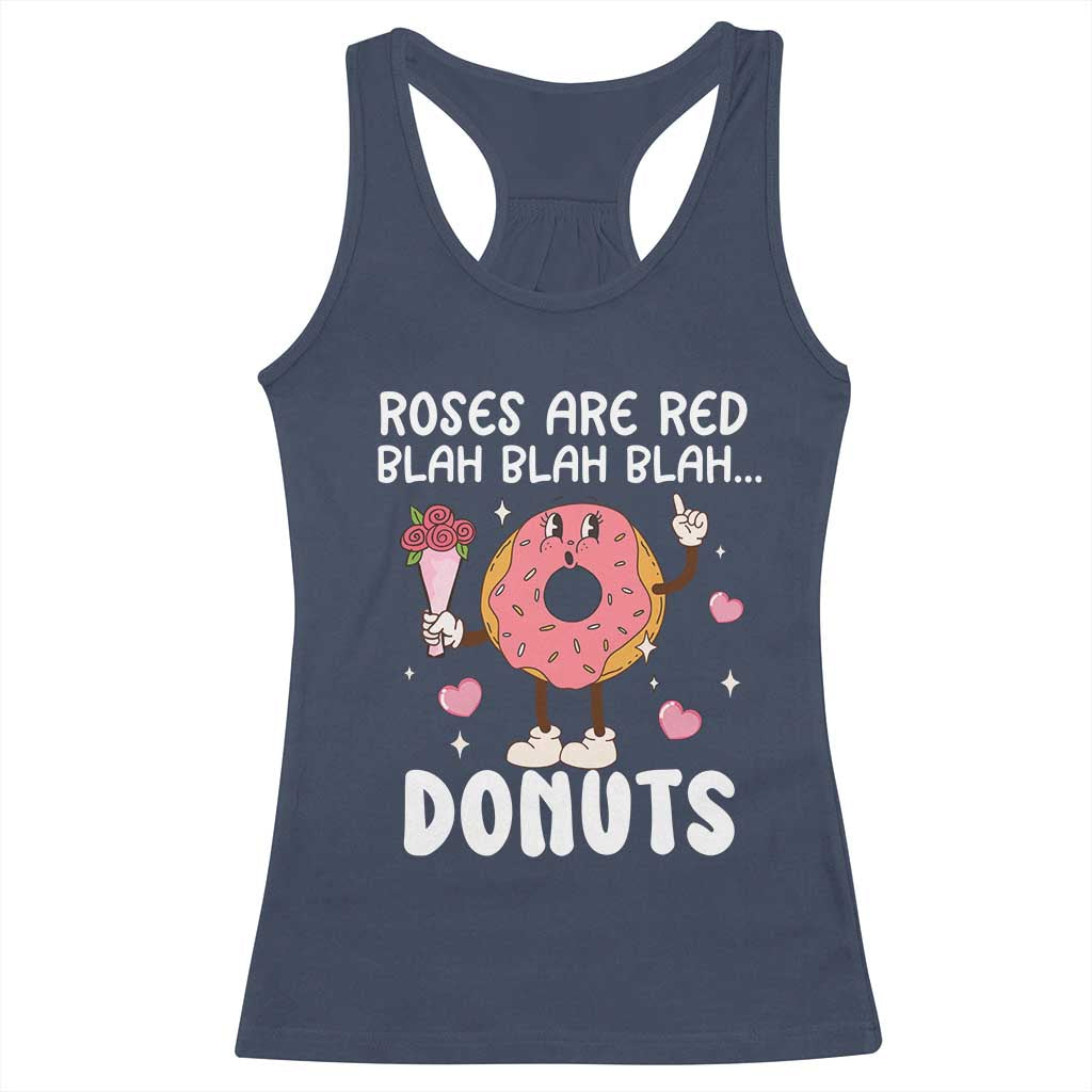 Valentine's Day Racerback Tank Top Roses Are Red Blah Donut Funny Food Lover TS09 Navy Print Your Wear