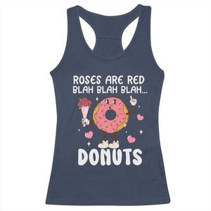 Valentine's Day Racerback Tank Top Roses Are Red Blah Donut Funny Food Lover TS09 Navy Print Your Wear