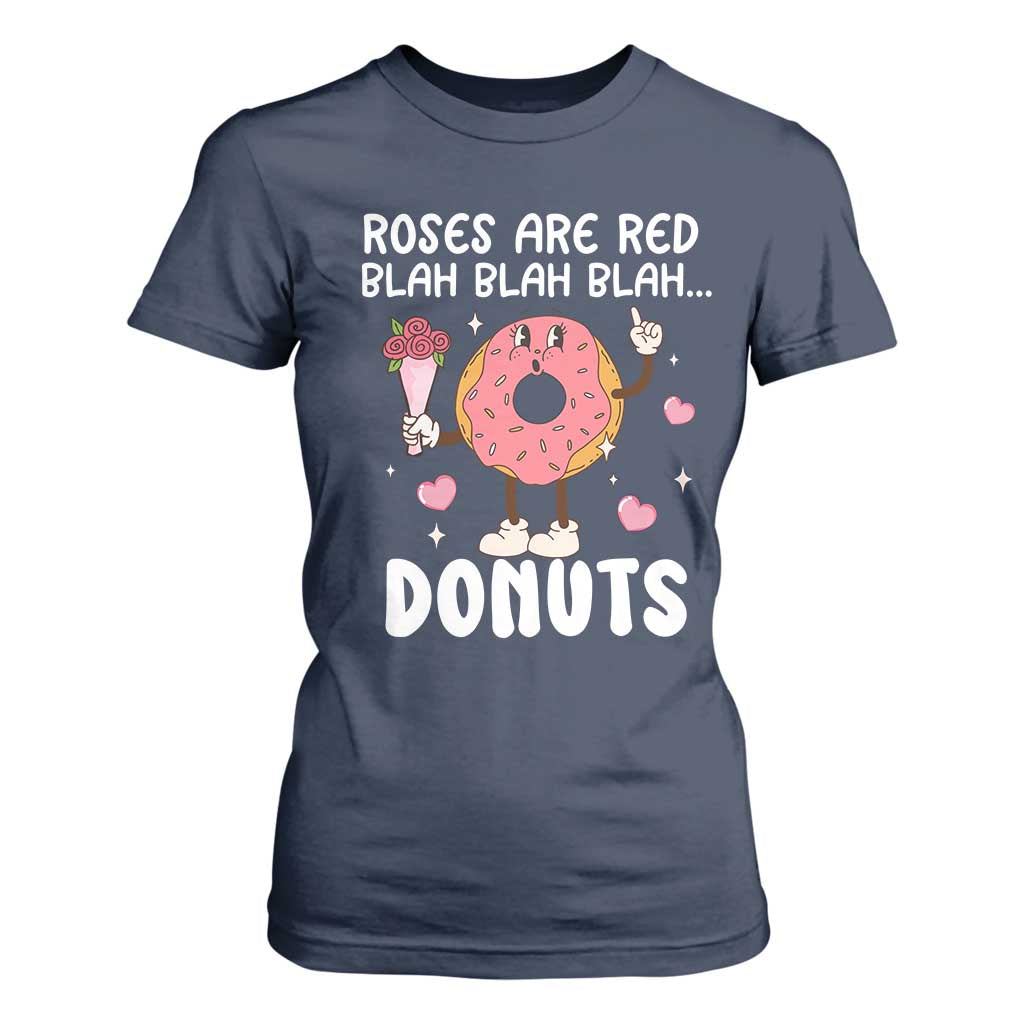 Valentine's Day T Shirt For Women Roses Are Red Blah Donut Funny Food Lover TS09 Navy Print Your Wear