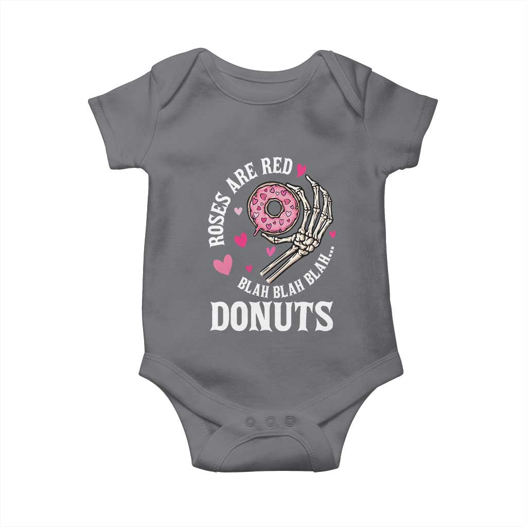 Valentine's Day Baby Onesie Roses Are Red Blah Skeleton Donut Funny Food Lover TS09 Charcoal Print Your Wear