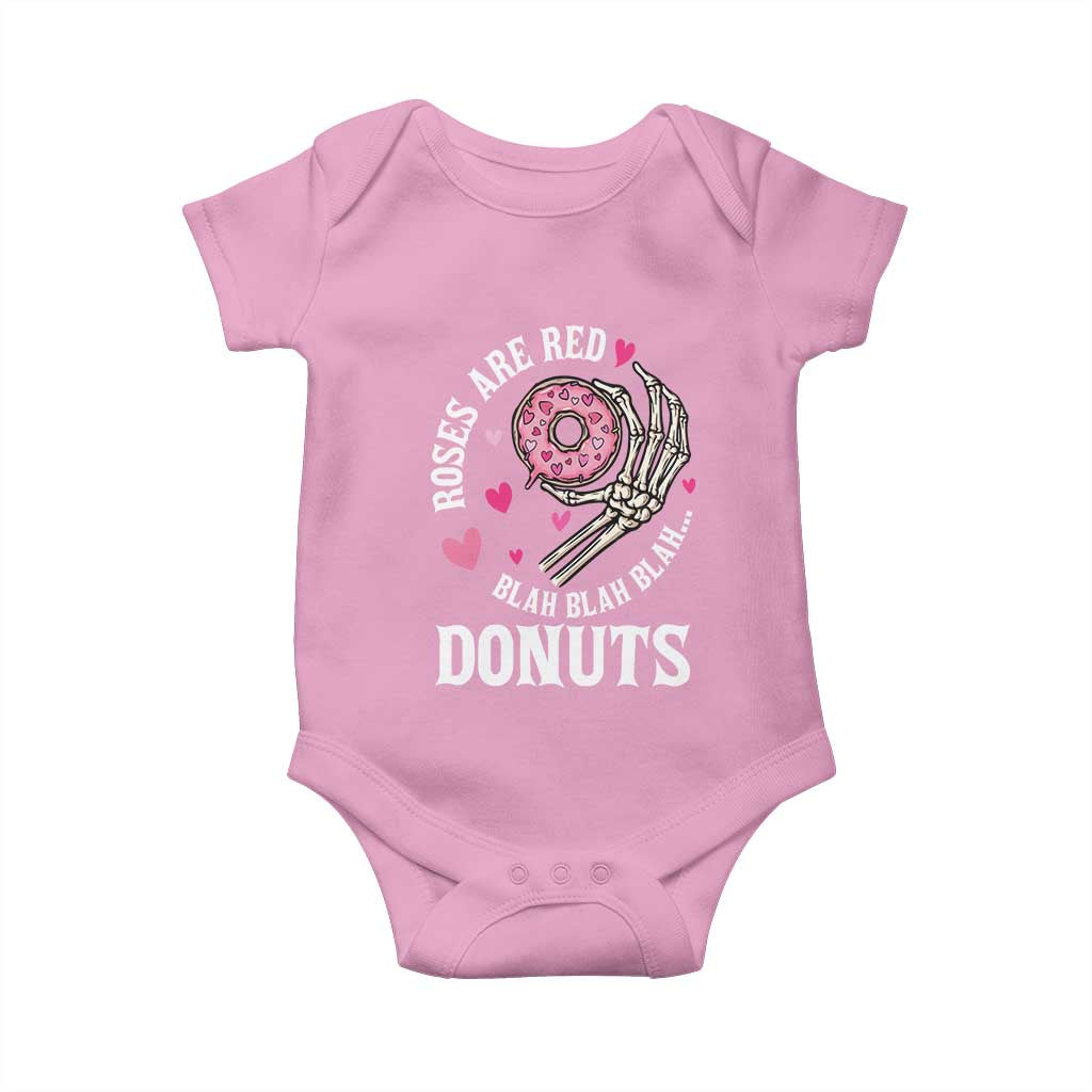 Valentine's Day Baby Onesie Roses Are Red Blah Skeleton Donut Funny Food Lover TS09 Light Pink Print Your Wear