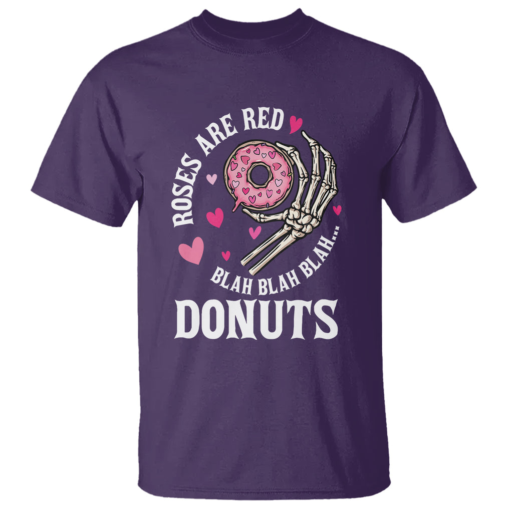 Valentine's Day T Shirt Roses Are Red Blah Skeleton Donut Funny Food Lover TS09 Purple Printyourwear