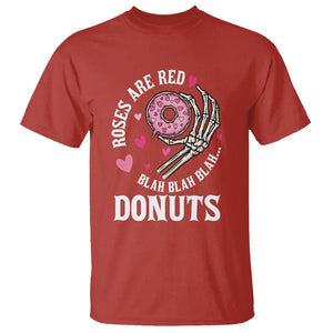Valentine's Day T Shirt Roses Are Red Blah Skeleton Donut Funny Food Lover TS09 Red Printyourwear