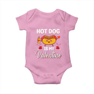 Valentine's Day Baby Onesie Cute Hot-Dog Is My Valentine Food Lover TS09 Light Pink Print Your Wear