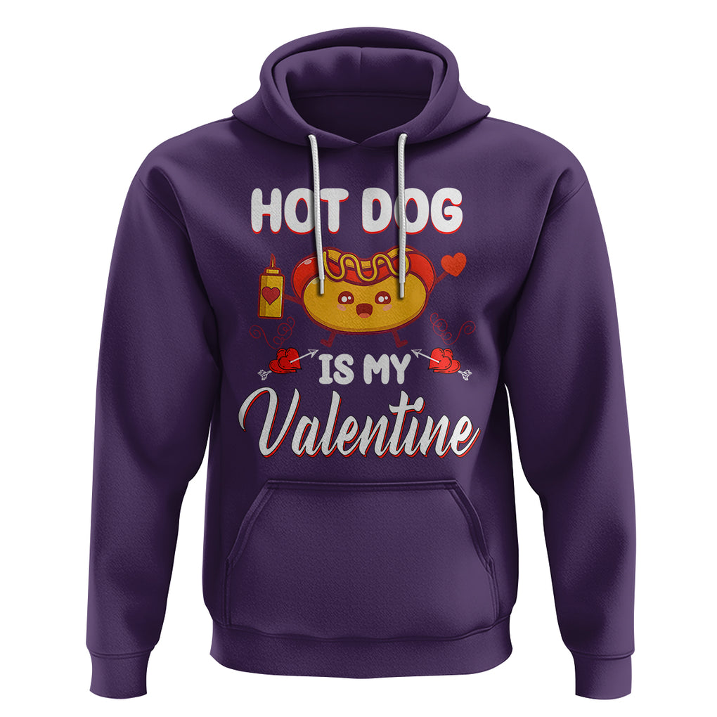 Valentine's Day Hoodie Cute Hot-Dog Is My Valentine Food Lover TS09 Purple Printyourwear