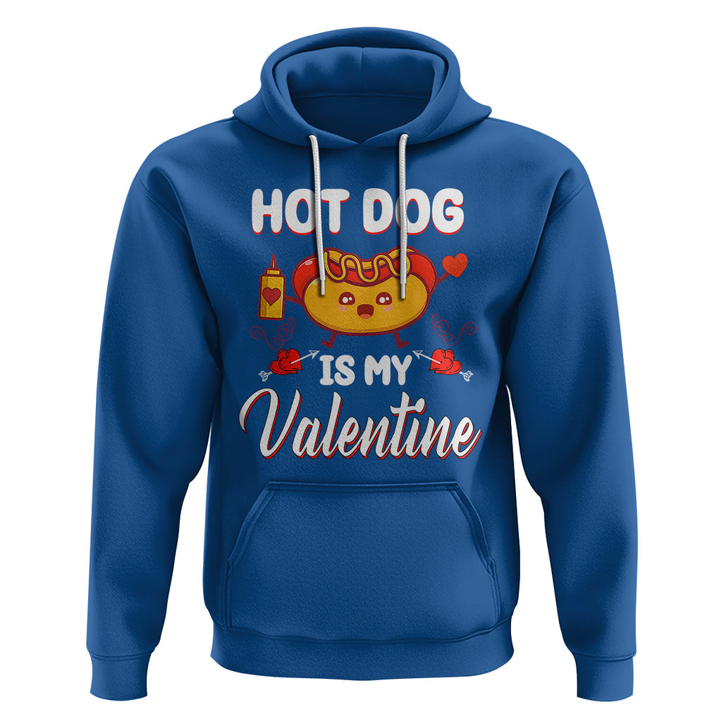 Valentine's Day Hoodie Cute Hot-Dog Is My Valentine Food Lover TS09 Royal Blue Printyourwear