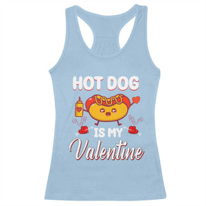Valentine's Day Racerback Tank Top Cute Hot-Dog Is My Valentine Food Lover TS09 Light Blue Print Your Wear