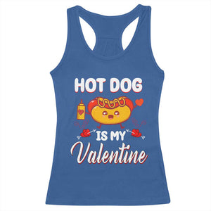 Valentine's Day Racerback Tank Top Cute Hot-Dog Is My Valentine Food Lover TS09 Royal Blue Print Your Wear
