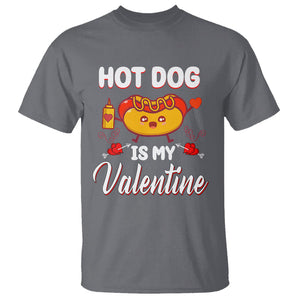Valentine's Day T Shirt Cute Hot-Dog Is My Valentine Food Lover TS09 Charcoal Printyourwear