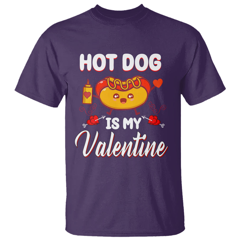 Valentine's Day T Shirt Cute Hot-Dog Is My Valentine Food Lover TS09 Purple Printyourwear