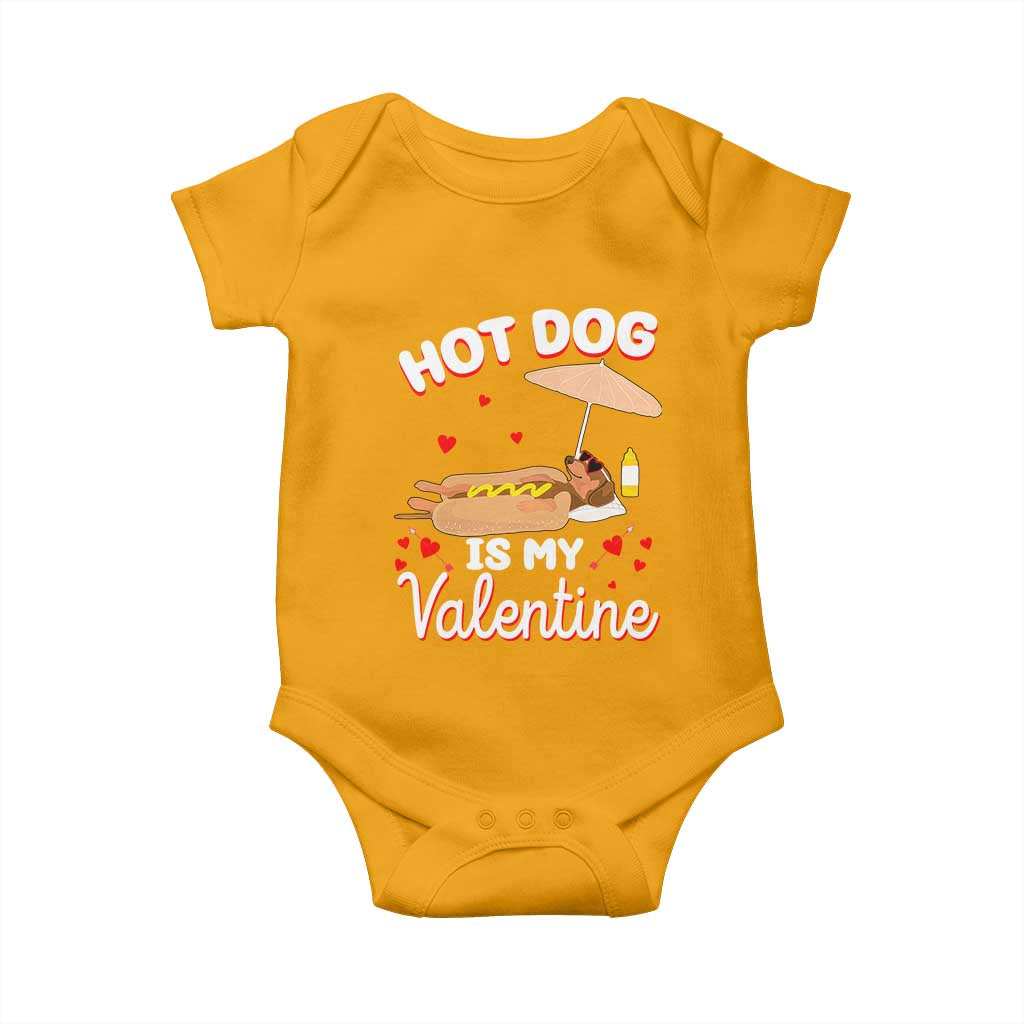 Valentine's Day Baby Onesie Funny Dachshund Hot-Dog Is My Valentine TS09 Gold Print Your Wear