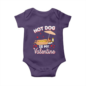 Valentine's Day Baby Onesie Funny Dachshund Hot-Dog Is My Valentine TS09 Purple Print Your Wear