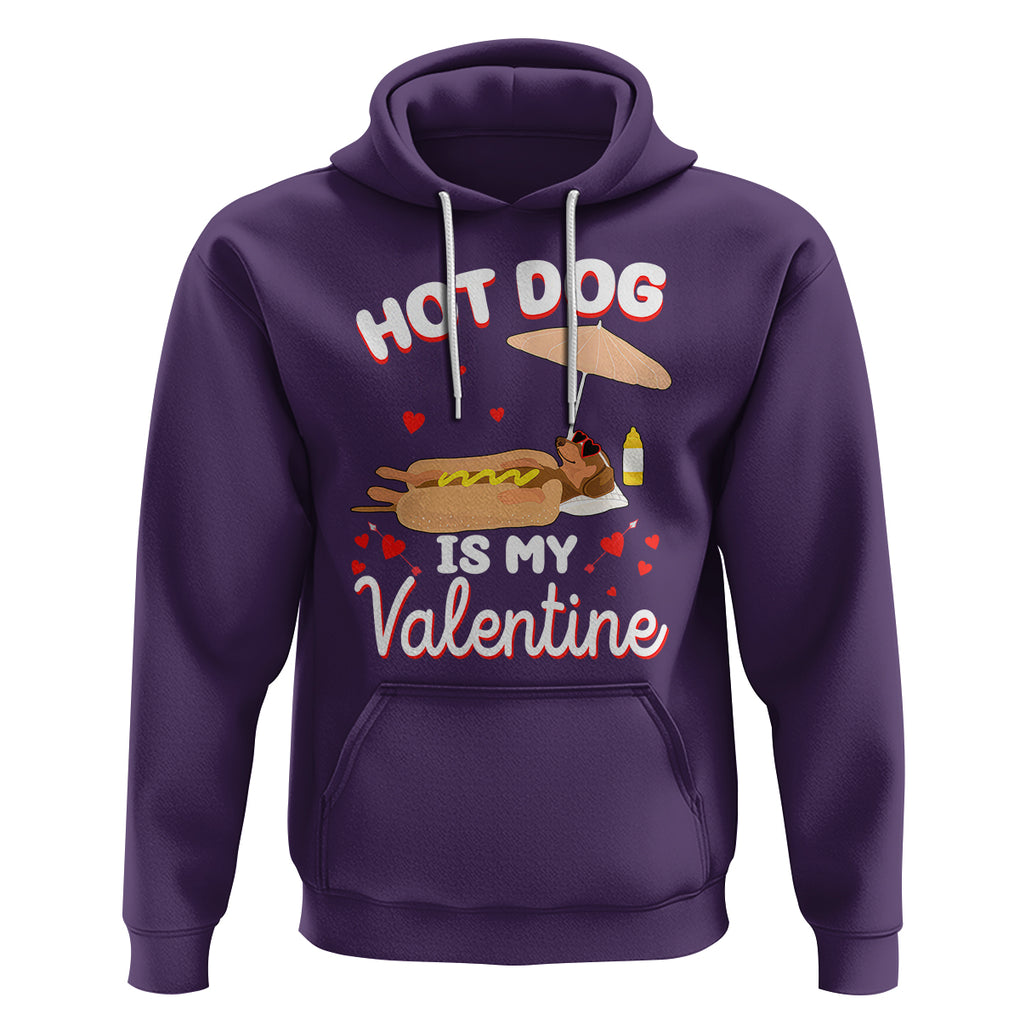 Valentine's Day Hoodie Funny Dachshund Hot-Dog Is My Valentine TS09 Purple Printyourwear