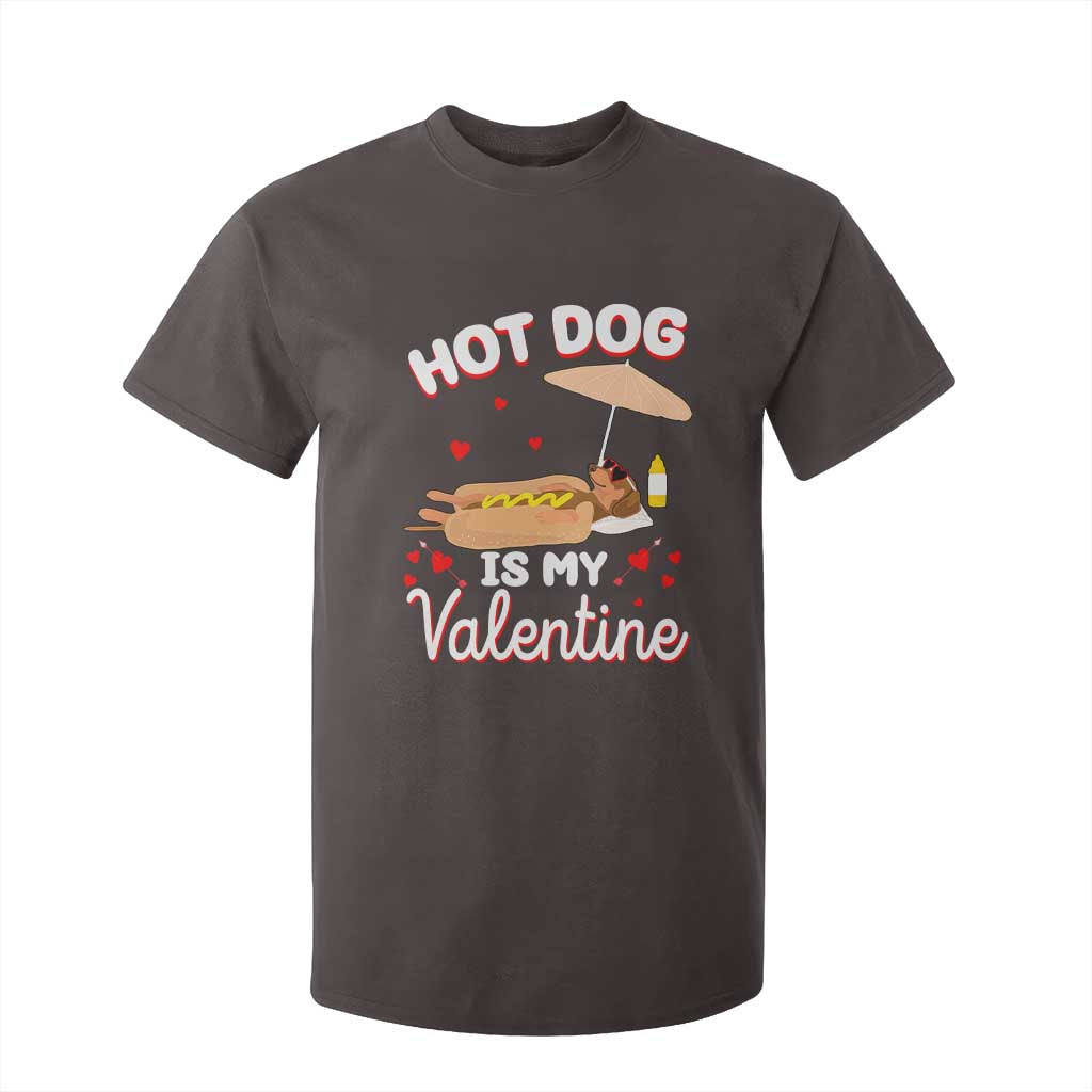 Valentine's Day T Shirt For Kid Funny Dachshund Hot-Dog Is My Valentine TS09 Dark Chocolate Print Your Wear