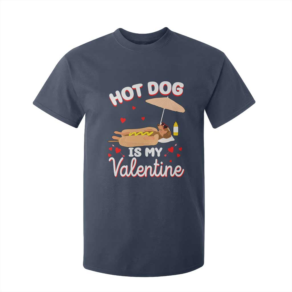Valentine's Day T Shirt For Kid Funny Dachshund Hot-Dog Is My Valentine TS09 Navy Print Your Wear