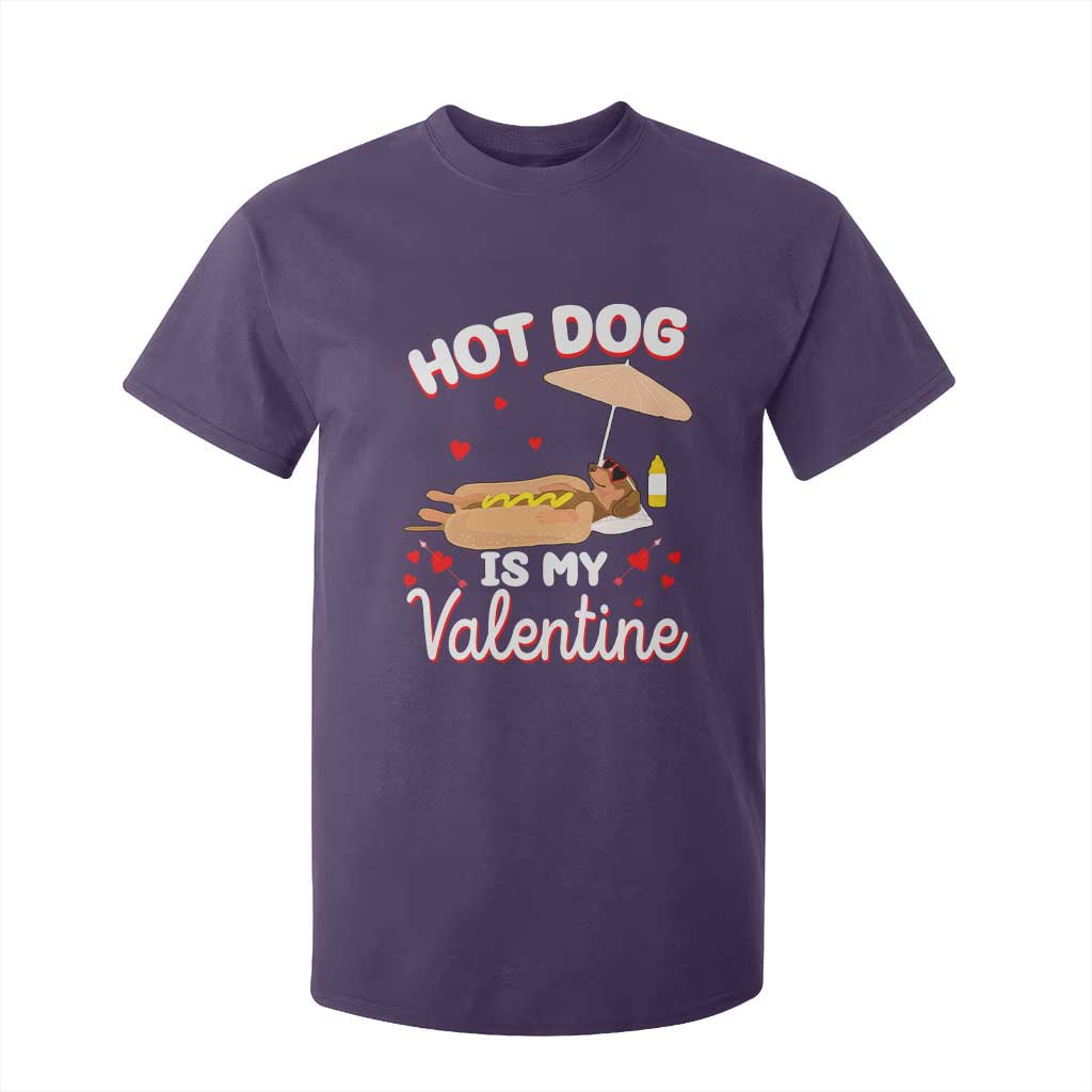 Valentine's Day T Shirt For Kid Funny Dachshund Hot-Dog Is My Valentine TS09 Purple Print Your Wear