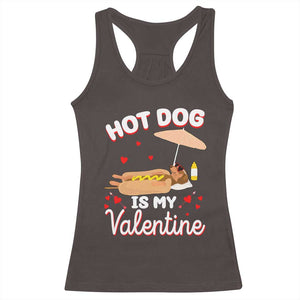Valentine's Day Racerback Tank Top Funny Dachshund Hot-Dog Is My Valentine TS09 Dark Chocolate Print Your Wear