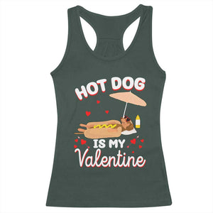 Valentine's Day Racerback Tank Top Funny Dachshund Hot-Dog Is My Valentine TS09 Dark Forest Green Print Your Wear
