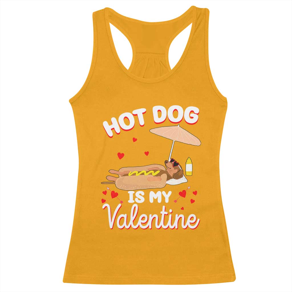 Valentine's Day Racerback Tank Top Funny Dachshund Hot-Dog Is My Valentine TS09 Gold Print Your Wear