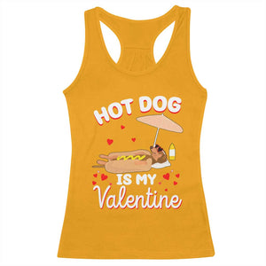 Valentine's Day Racerback Tank Top Funny Dachshund Hot-Dog Is My Valentine TS09 Gold Print Your Wear