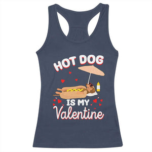 Valentine's Day Racerback Tank Top Funny Dachshund Hot-Dog Is My Valentine TS09 Navy Print Your Wear
