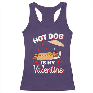 Valentine's Day Racerback Tank Top Funny Dachshund Hot-Dog Is My Valentine TS09 Purple Print Your Wear