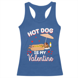 Valentine's Day Racerback Tank Top Funny Dachshund Hot-Dog Is My Valentine TS09 Royal Blue Print Your Wear