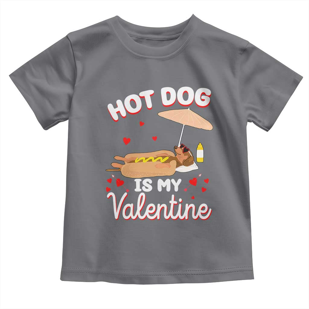 Valentine's Day Toddler T Shirt Funny Dachshund Hot-Dog Is My Valentine TS09 Charcoal Print Your Wear