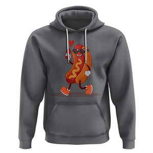 Valentine's Day Hoodie Heart Hot Dog Cute Sausage Bun Food Lover TS09 Charcoal Printyourwear