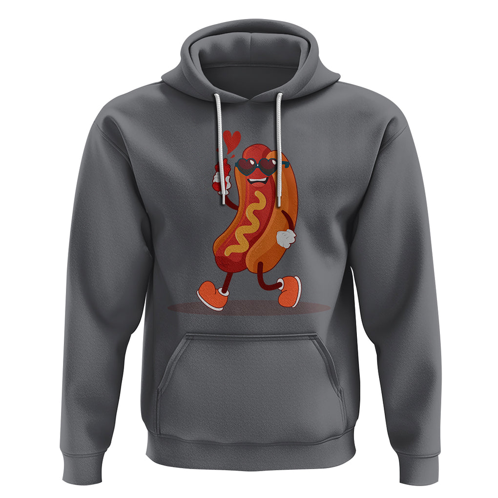 Valentine's Day Hoodie Heart Hot Dog Cute Sausage Bun Food Lover TS09 Charcoal Printyourwear