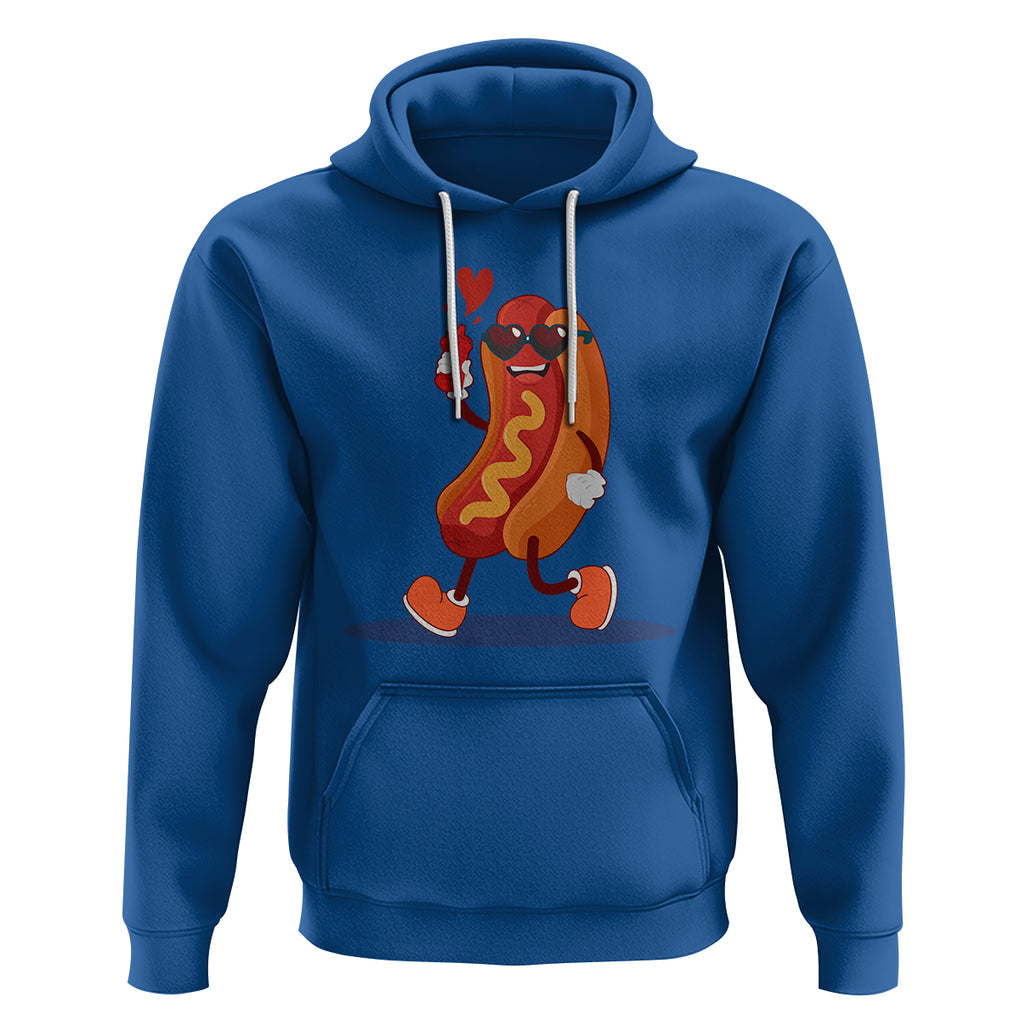 Valentine's Day Hoodie Heart Hot Dog Cute Sausage Bun Food Lover TS09 Royal Blue Printyourwear
