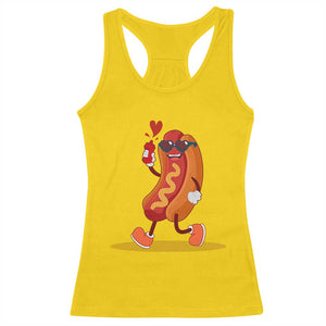 Valentine's Day Racerback Tank Top Heart Hot Dog Cute Sausage Bun Food Lover TS09 Daisy Print Your Wear