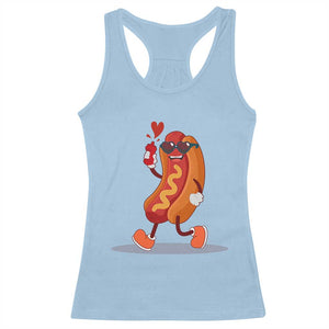 Valentine's Day Racerback Tank Top Heart Hot Dog Cute Sausage Bun Food Lover TS09 Light Blue Print Your Wear