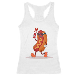 Valentine's Day Racerback Tank Top Heart Hot Dog Cute Sausage Bun Food Lover TS09 White Print Your Wear