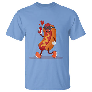 Valentine's Day T Shirt Heart Hot Dog Cute Sausage Bun Food Lover TS09 Carolina Blue Printyourwear