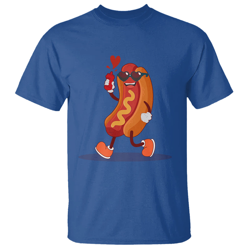 Valentine's Day T Shirt Heart Hot Dog Cute Sausage Bun Food Lover TS09 Royal Blue Printyourwear