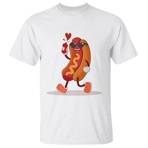 Valentine's Day T Shirt Heart Hot Dog Cute Sausage Bun Food Lover TS09 White Printyourwear