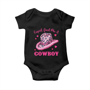 Valentine's Day Baby Onesie Cupid Find Me A Cowboy Western Heart Leopard Hat TS09 Black Print Your Wear