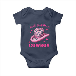 Valentine's Day Baby Onesie Cupid Find Me A Cowboy Western Heart Leopard Hat TS09 Navy Print Your Wear