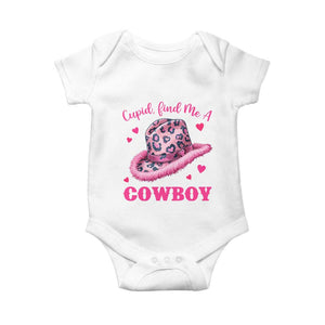 Valentine's Day Baby Onesie Cupid Find Me A Cowboy Western Heart Leopard Hat TS09 White Print Your Wear