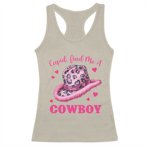 Valentine's Day Racerback Tank Top Cupid Find Me A Cowboy Western Heart Leopard Hat TS09 Sand Print Your Wear