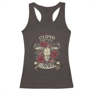 Valentine's Day Racerback Tank Top Cupid Aim For A Cowboy Western TS09 Dark Chocolate Print Your Wear