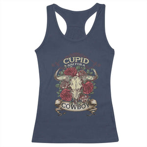 Valentine's Day Racerback Tank Top Cupid Aim For A Cowboy Western TS09 Navy Print Your Wear