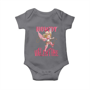 Howdy Valentine's Day Baby Onesie Cupid Retro Western Cowgirl Cowboy TS09 Charcoal Print Your Wear