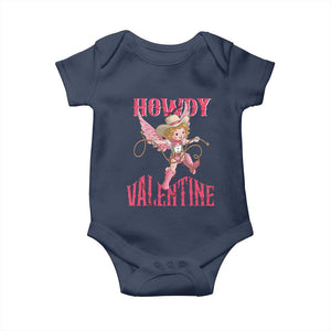 Howdy Valentine's Day Baby Onesie Cupid Retro Western Cowgirl Cowboy TS09 Navy Print Your Wear