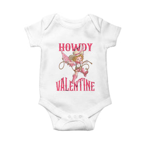 Howdy Valentine's Day Baby Onesie Cupid Retro Western Cowgirl Cowboy TS09 White Print Your Wear