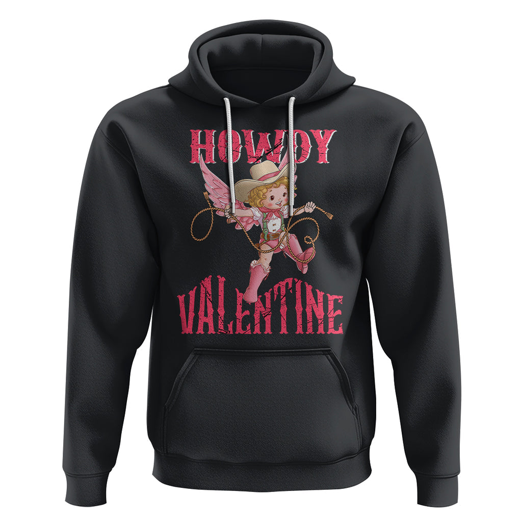 Howdy Valentine's Day Hoodie Cupid Retro Western Cowgirl Cowboy TS09 Black Printyourwear
