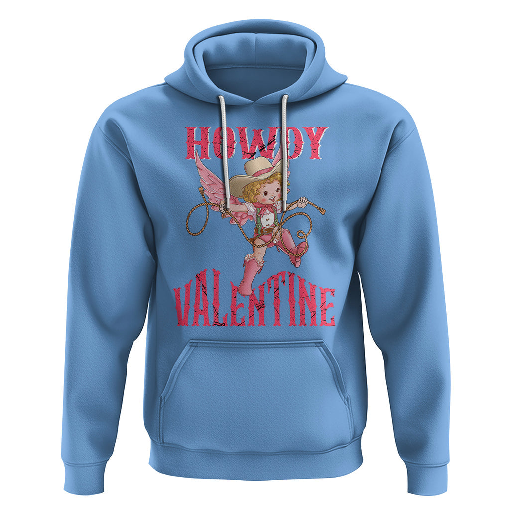 Howdy Valentine's Day Hoodie Cupid Retro Western Cowgirl Cowboy TS09 Carolina Blue Printyourwear