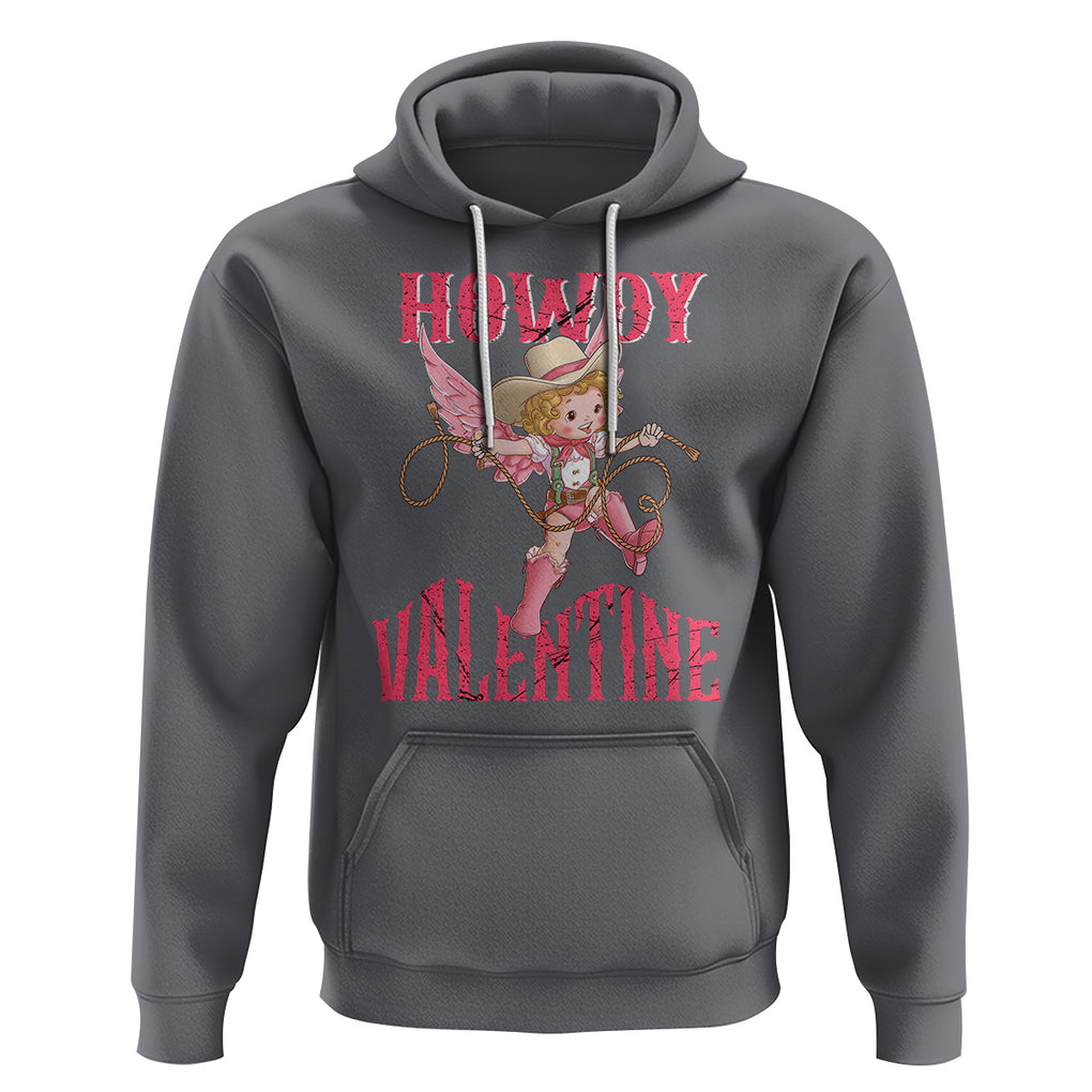 Howdy Valentine's Day Hoodie Cupid Retro Western Cowgirl Cowboy TS09 Charcoal Printyourwear